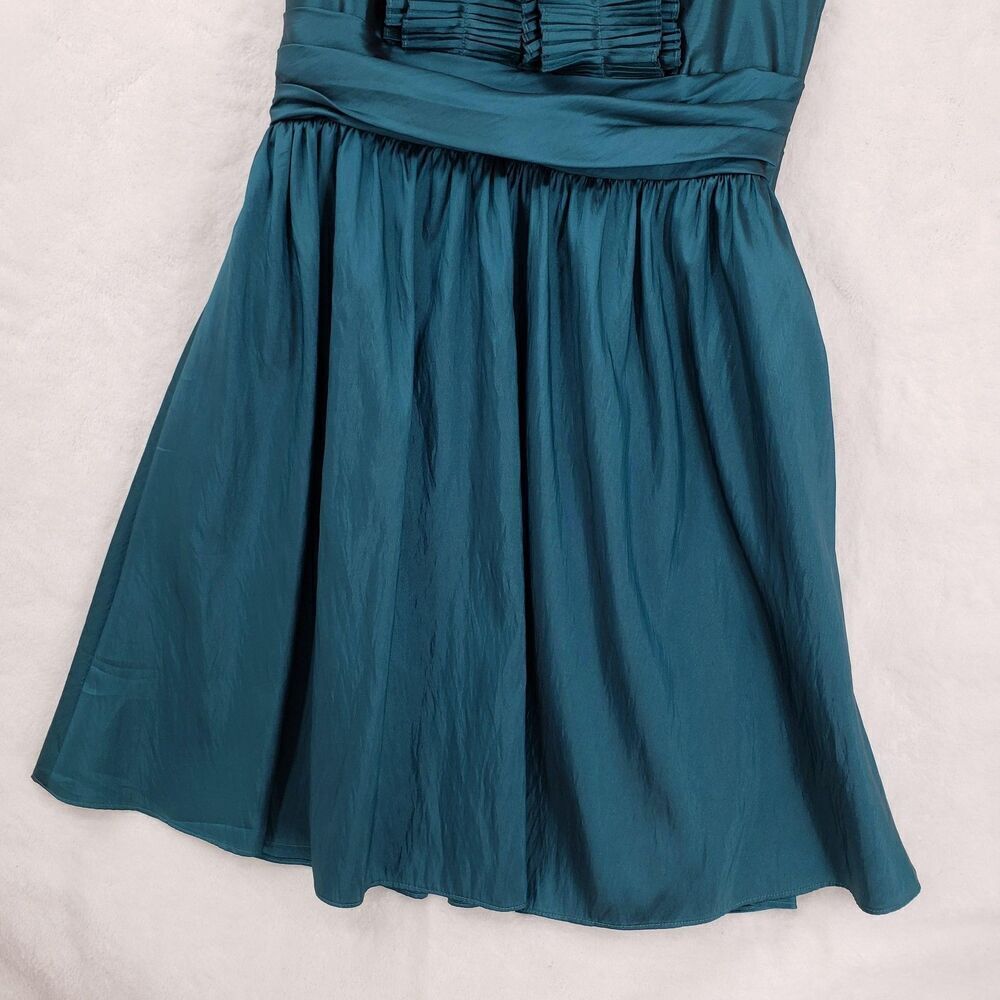 WTOO Dress Womens Size 10 Teal Halter Pleated Ruffle Formal Cocktail Party Gown - Picture 3 of 12